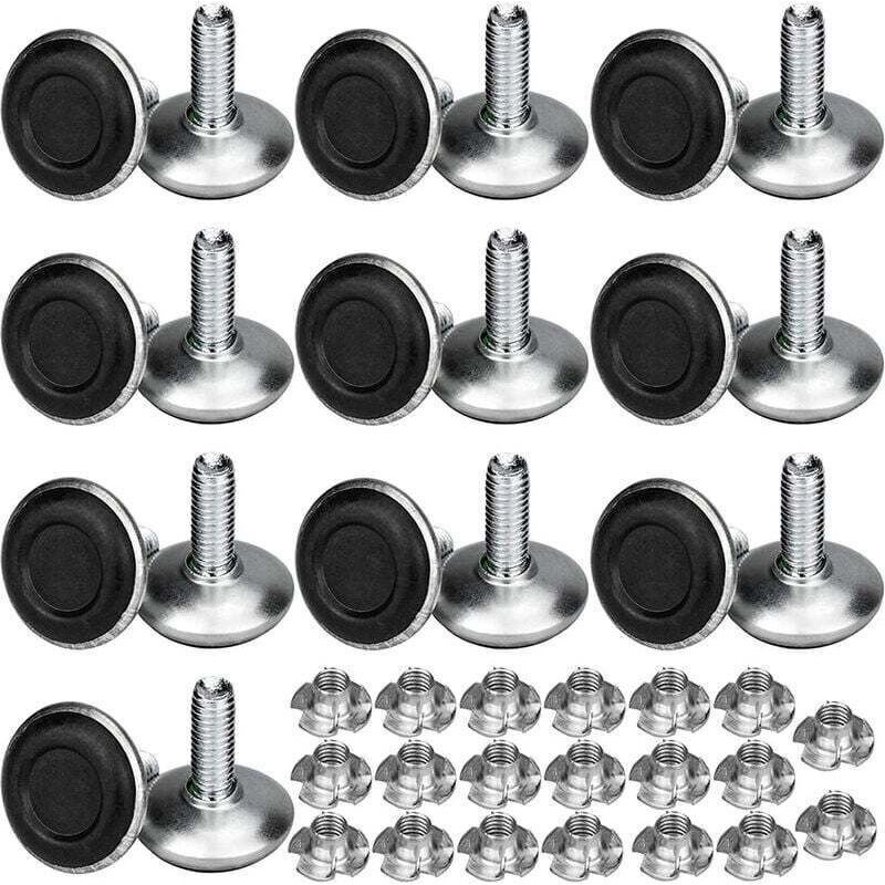 Satz Von 20 Verstellbaren Metallmöbelfüßen M8 X 20 Mm, Nivellierfüße Für Tische Mit Senkkopfmuttern