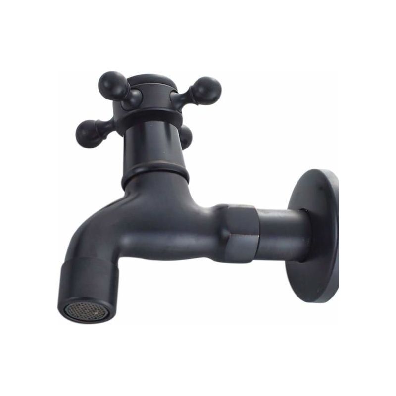 Vintage Schwarze Wandarmatur Für Waschbecken - Einhebel Kaltwasser G1/2 Aus Kupfer