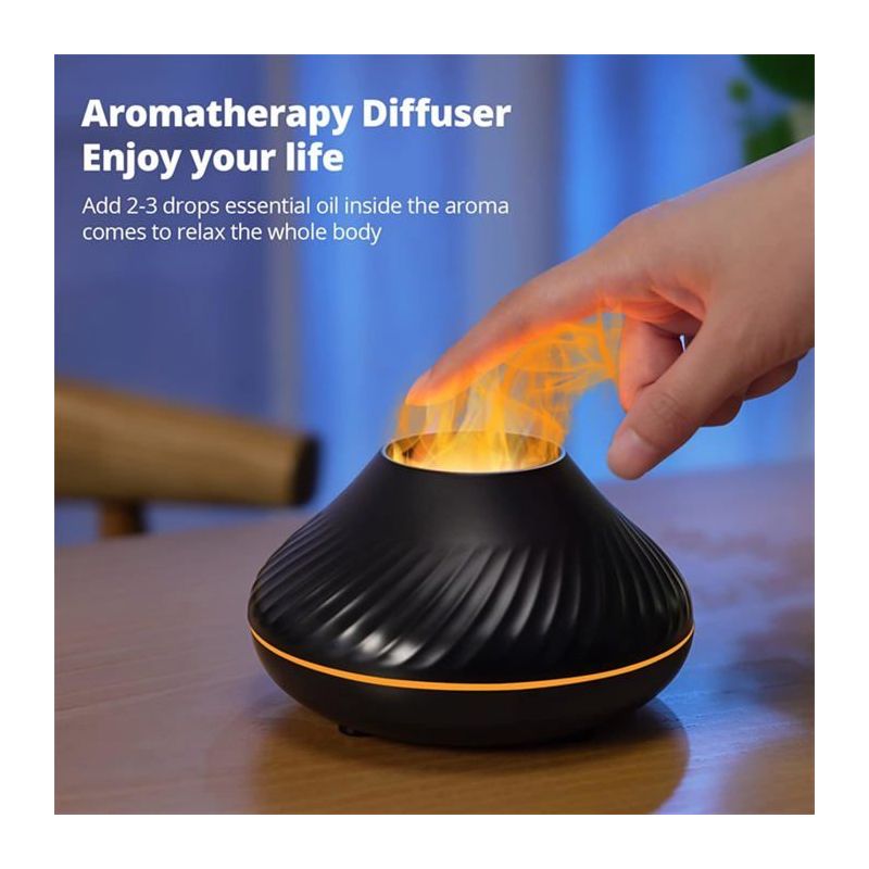 Ätherische Öle Diffusor Für Aromatherapie, Innenraum-luftbefeuchter, Usb-anschluss, 7 Flammenfarben, Schwarz