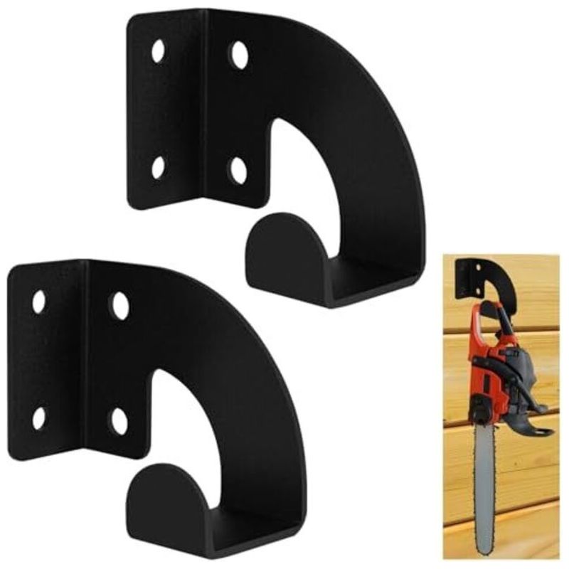 2 Halterungen Für Kettensägen, Robuste Wandhalterung, Organizer, Wandhalterung Für Kettensägen, Kettensägenhalter Für Garten, Garage, Werkstatt, Schwarzes Metall