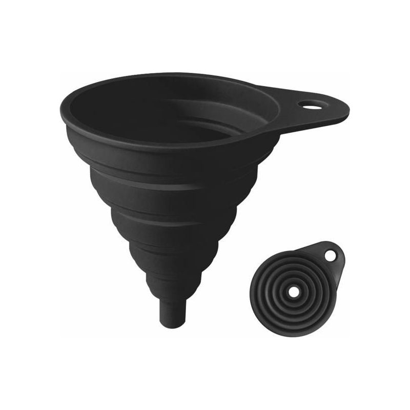 Küchentrichter, Faltbarer Küchentrichter Aus Lebensmittelechtem Silikon (schwarz)
