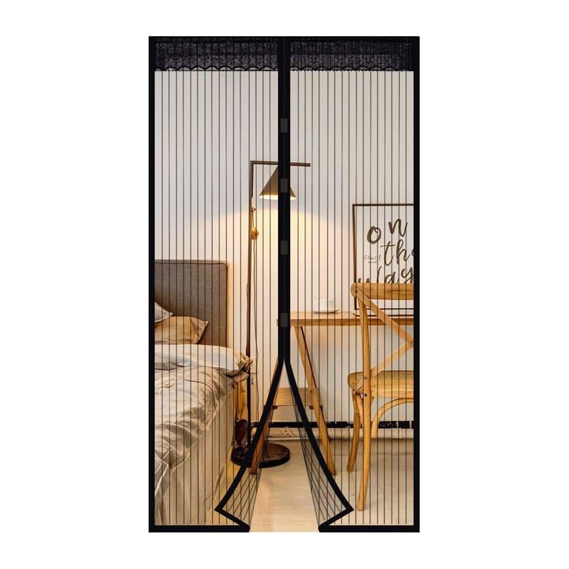 Magnetische Fliegengittertür Mit Automatischem Verschluss Und Magneten, Ohne Bohren (120x220cm) Schwarz