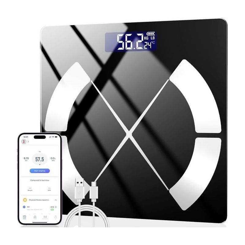 Personenwaage, Personenwaage-app, Bluetooth-waage, Bmi, Gewicht, Muskelmasse, Wasser, Proteine, Knochenmasse