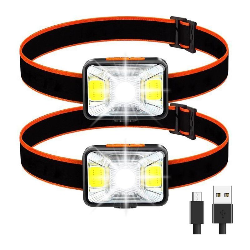 Stirnlampe - Aimoonsa - 2er-pack - 200 Lm - Usb-aufladbar - Ipx5