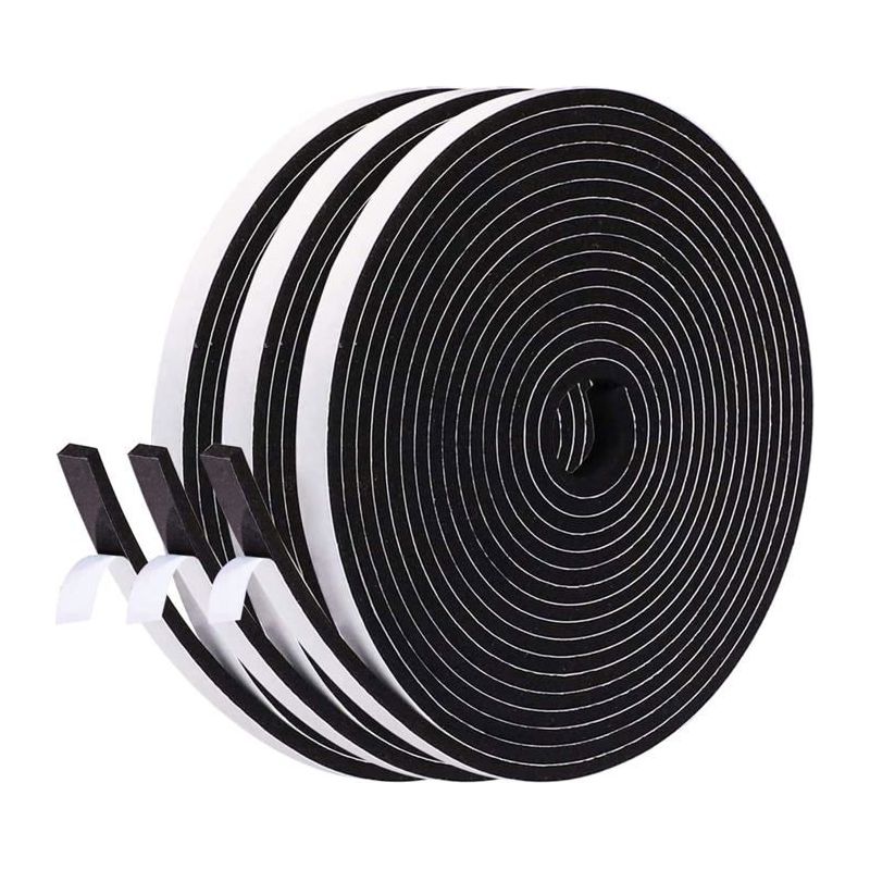 Joint-isolierung Fenster Schaumstoff Klebeband, 6mm X 3mm, 15m Gesamt, Mehrzweck-schalldämmung Zugluftstopper, Schwarz