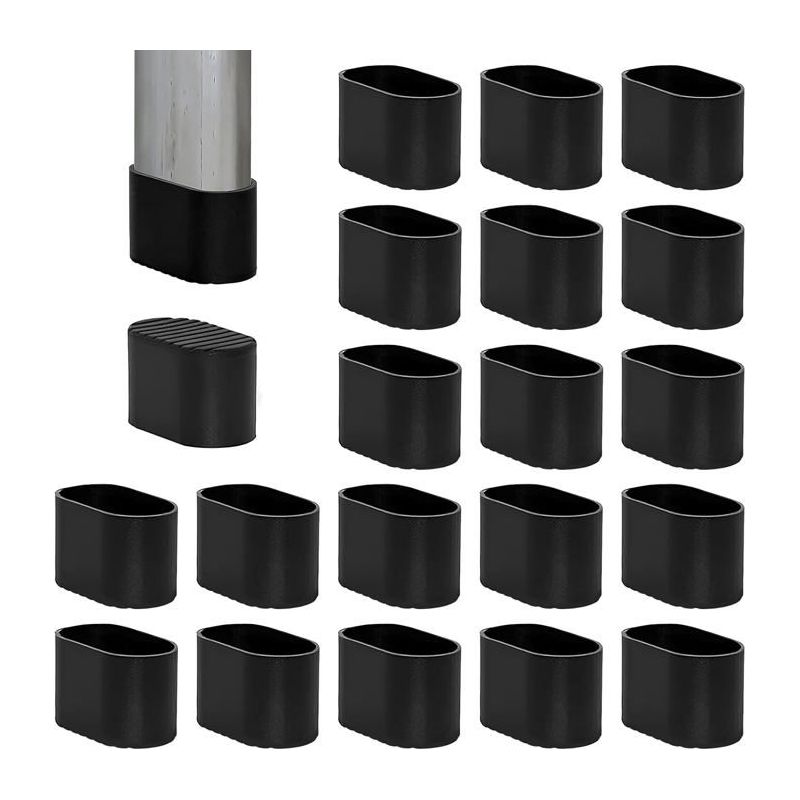 Ovale Stuhlgleiter 50x25mm Schwarz - Rutschfester Gummischutz - Verhindert Kratzer Auf Dem Boden Und Reduziert Lärm - Möbel
