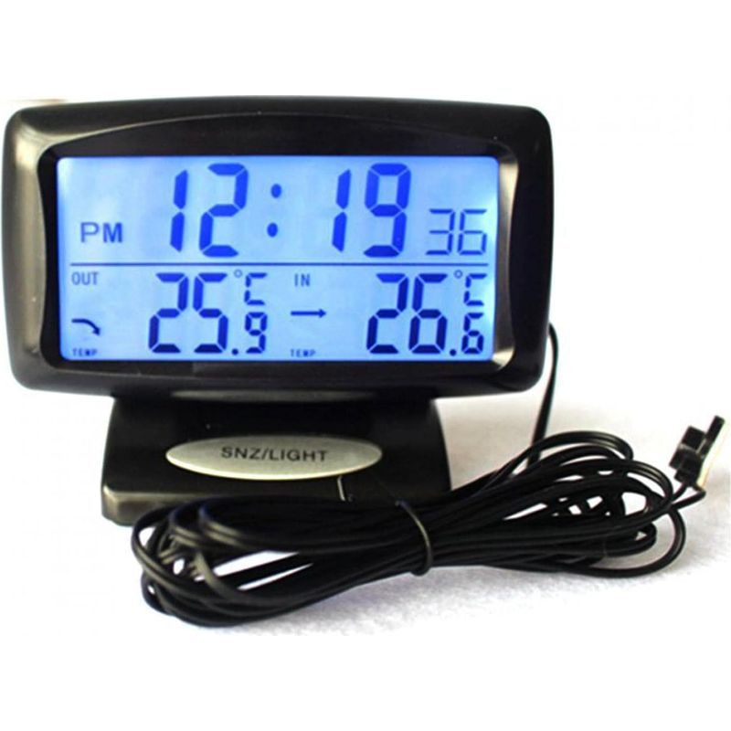 2-in-1 Auto-kit Mit Elektronischer Uhr Und Led-thermometer, Doppel-messgerät Für Innen- Und Außentemperatur