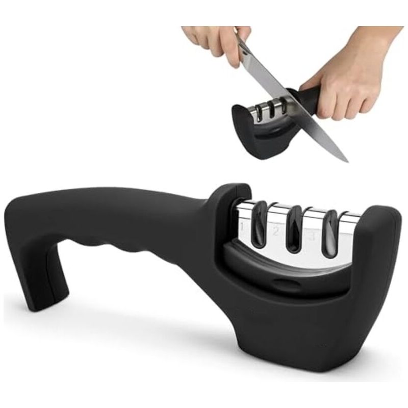 3-phasen-schleifer Smart Sharp – Für Küchenmesser – Professionelles Ergebnis/ergonomisches Design – Keramik/wolframkarbid/diamant – Schwarze/chromierte Oberfläche