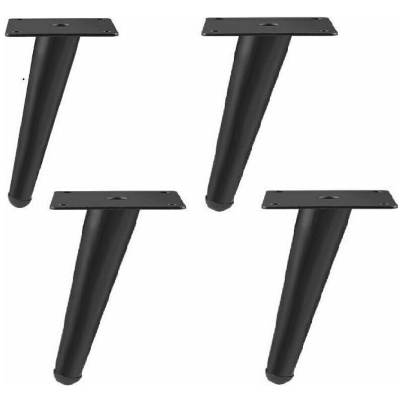 4-teiliges Set Möbelbeine, Schräge Kegelform, Geeignet Für Sofa, Tv-schrank, Aus Eisen (schwarz Matt, 12 Cm)