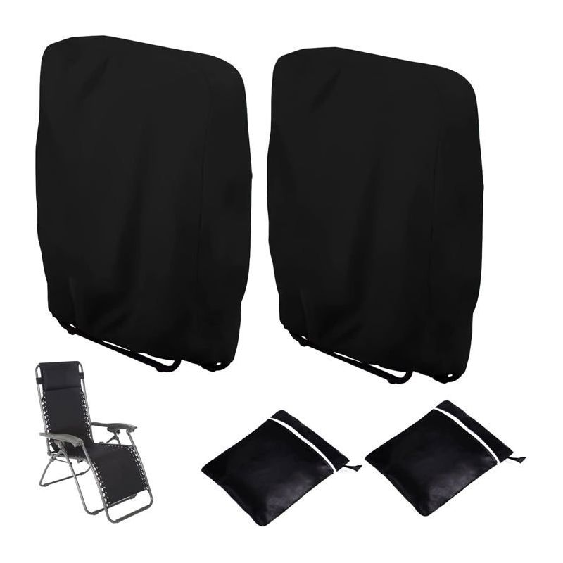 2er Pack Schutzhülle Für Klappbare Liegestühle, Winddicht, Uv-beständig, Wasserdicht, Mit Tragetasche (schwarz)