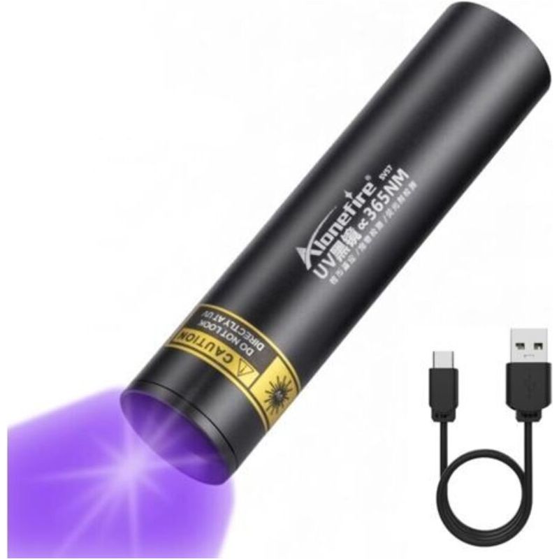 Sv57 3w Kleine Uv-led-taschenlampe 365nm Wiederaufladbare Ultraviolett-schwarzlichtlampe Mini-detektor Für Urin, Harz, Fluorescein, Mineralien Mit Ladeanzeige, Eingebauter Akku