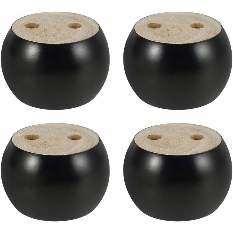 4er-set Runde Holzmöbelbeine, Höhe 5 Cm, Für Sofa, Bett, Sessel, Schrank, Mit Schrauben Und Band (schwarz)