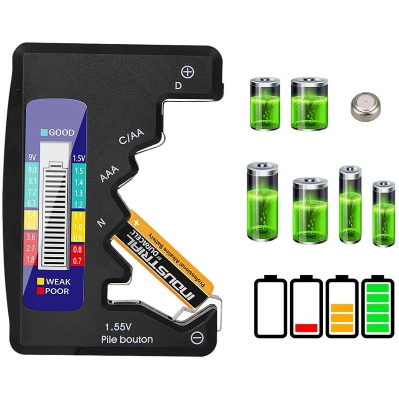 Digitaler Batterietester, Universeller Lcd-batterietester Für Knopfzellen, Aaa/aa/c/d 1,5 V-9 V Mini-batterien
