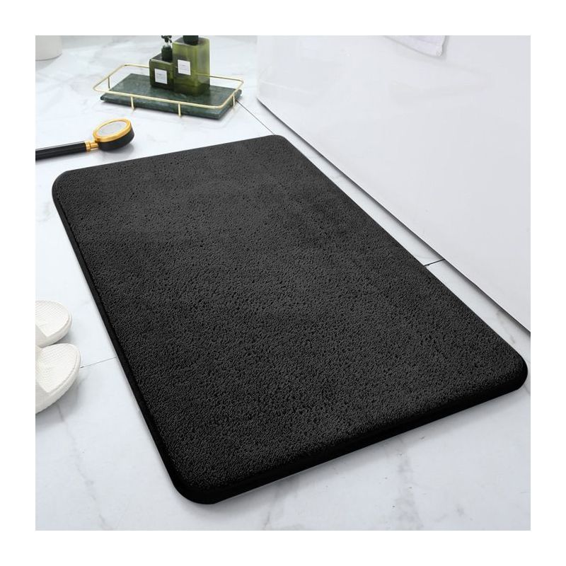 Badteppich, Schwarzer Badteppich 60x90cm, Saugstarker Rutschfester Mikrofaser-teppich, Maschinenwaschbar
