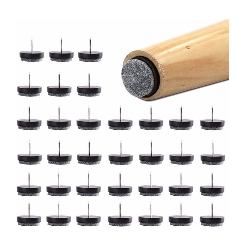 48 Stück Möbelgleiter, Runde Bodenschoner Ø 24mm, Kratzfest Für Tisch- Und Stuhlbeine (schwarz)