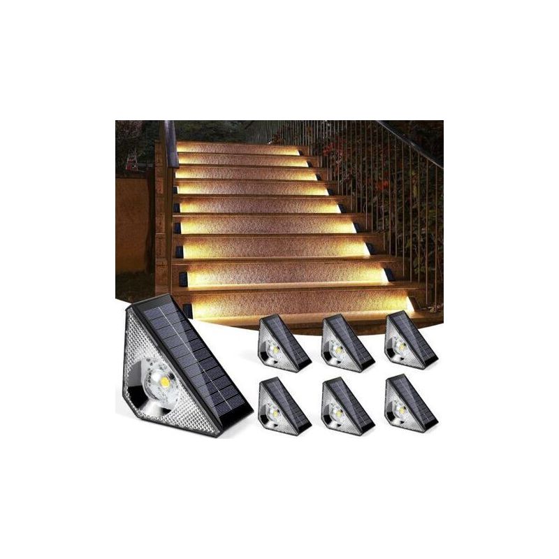 Solar-außenleuchte Mit Bewegungsmelder (4er-pack), 3000k Treppenbeleuchtung Für Wege, Ip65 Led-außenbeleuchtung Für Garten, Terrasse, Garage, Stufen Und Treppen (6)