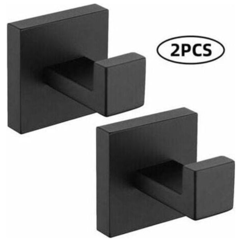 Set Aus 2 Wandhaken, Handtuchhaken, Schwarz, Haken Aus Rostfreiem Stahl 304, Rostfrei, Wasserdicht, Badezimmerzubehör, Kleiderhaken, Schwarz