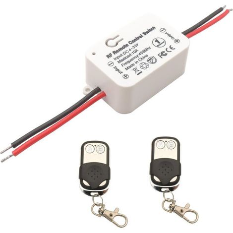 Dc 12v 24v Funkfernbedienungsschalter 10a 1-kanal 433mhz Rf Relais-empfänger Mit 2 Schlüsselanhänger-sendern, Für Licht/elektronisches Schloss, Einfach Zu Installieren