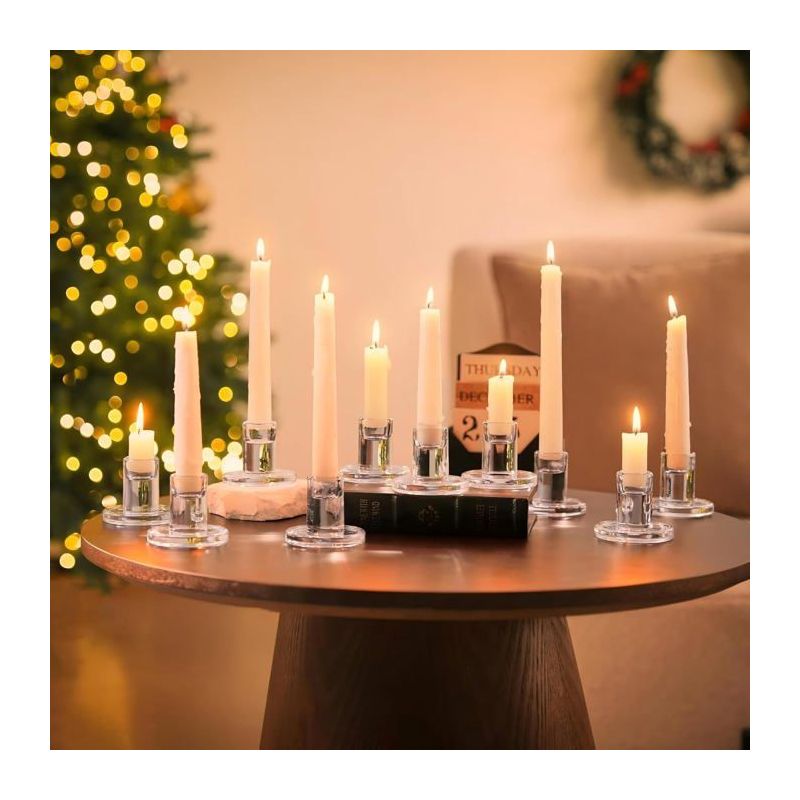 Satz Mit 10 Transparenten Glas-teelichthaltern - Säulenkerzenständer Für Weihnachtsessen Und Tischdekoration