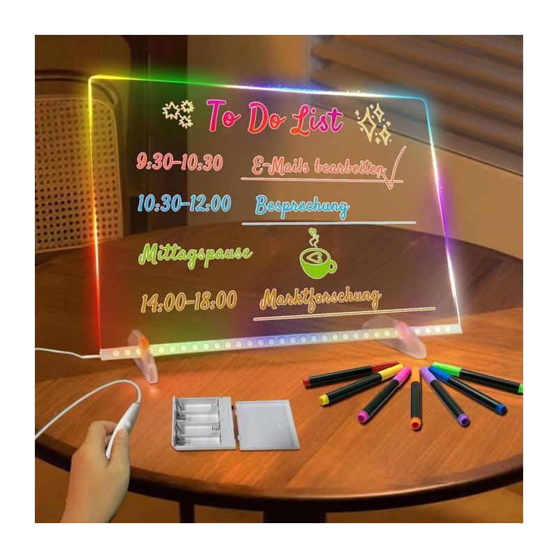 Led-leuchttisch Mit 8 Farben, 6 Lichtmodi, Acryl, Usb, Geschenkbox Mit Zubehör, Für Kinder, Zeichnen, Notizen