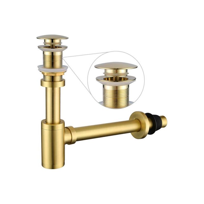 Kit Siphon Für Waschbecken Im Badezimmer, Gebürstetes Gold – Ablaufstopfen Mit Zugstange Ohne Überlauf – Messing 1-1/4" – Lebenslange Garantie