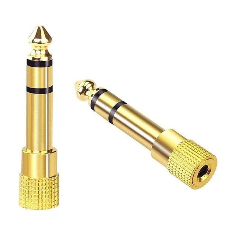 2 Stück 6,35 Mm Klinkenstecker (männlich) Auf 3,5 Mm Klinkebuchse (weiblich) Stereo Audio Adapter, Vergoldet - Universeller Typ In Gold