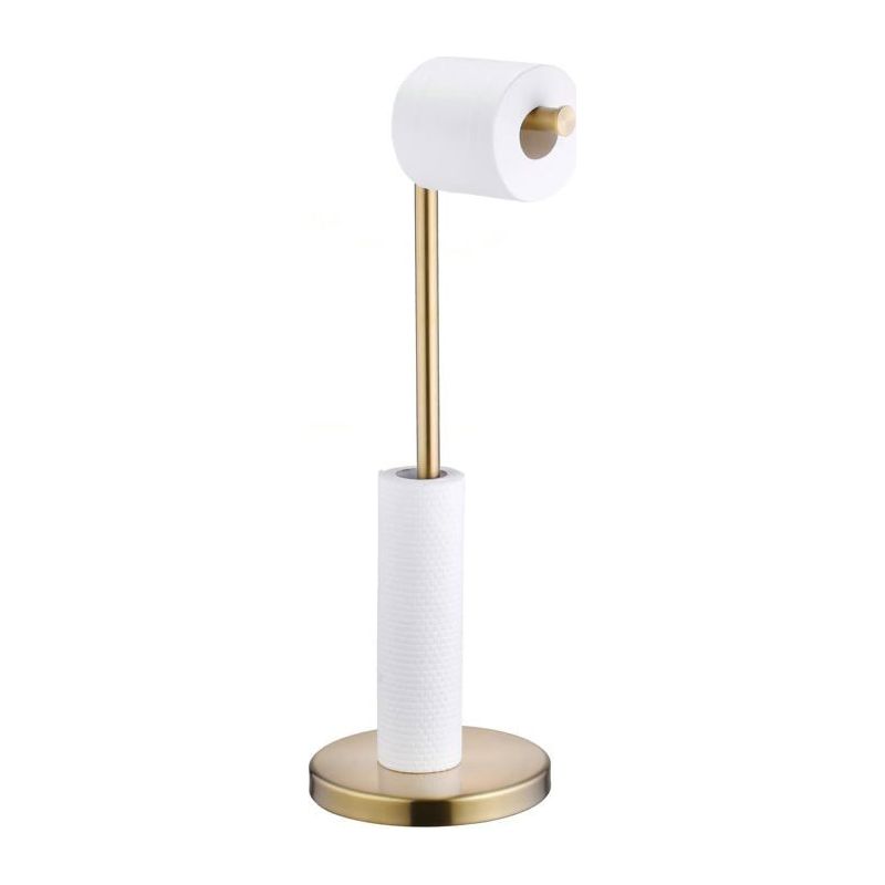 Stehender Toilettenpapierhalter Aus Edelstahl, 5 Rollen Mit Schwerem Standfuß, Wc-papierabroller, Rostfrei, 15x56cm, Goldfarben