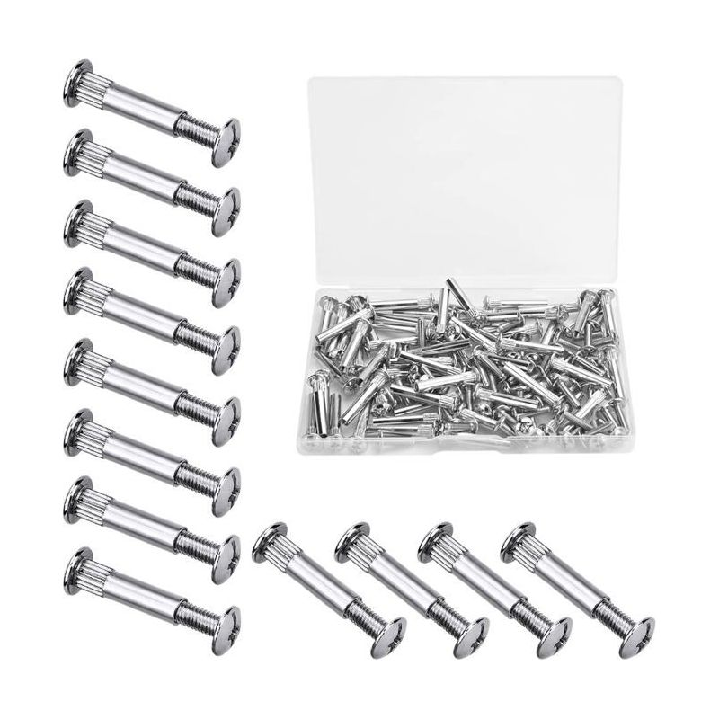 60 Stück M4 Möbelverbinder-schrauben Mit Bolzen Für Holz Mit Einer Dicke Von 31 Bis 40 Mm, Schrank, Tür, Bett (silber)