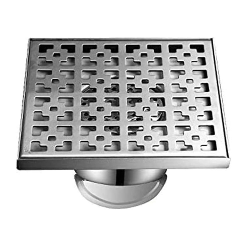 Äußerer Siphon 12x12cm Silber - Geruchsstoppsystem Mit Haarsieb - Für Dusche Und Außenbereiche