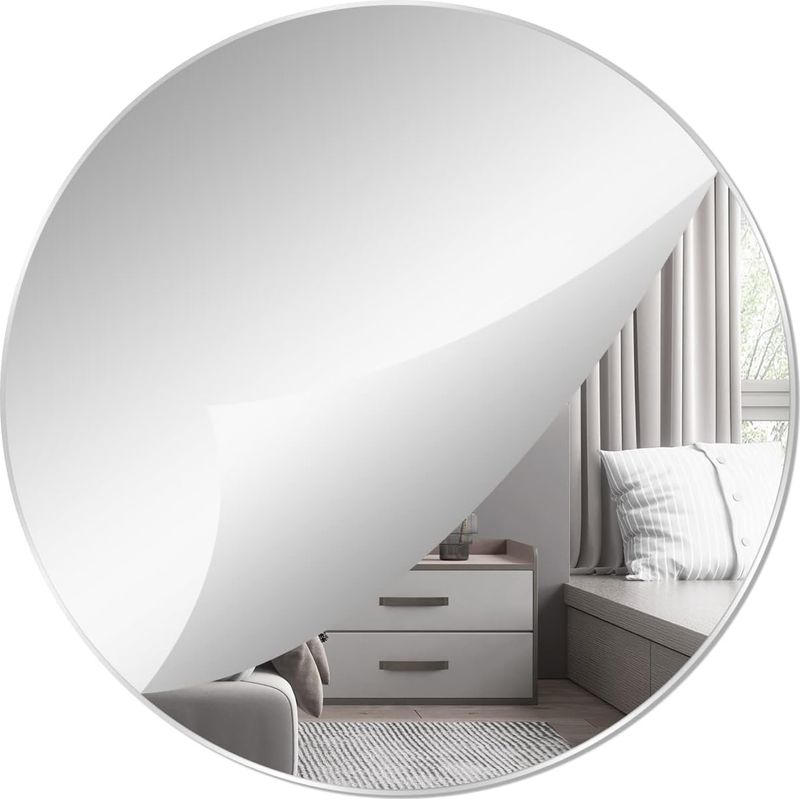 40 Cm Acryl-wandspiegel – Runder, Unzerbrechlicher Dekorationsspiegel – Einfache Installation Auf Glatten Oberflächen – Für Badezimmer Und Schlafzimmer
