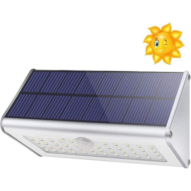 Solar-außenwandleuchte 1100 Lm – 46 Leds – 4500mah Akku – Bewegungsmelder – Wasserdicht Ip65 – 4 Intelligente Modi