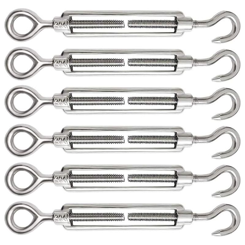 Verstellbarer Spanner M5 – 6er Set – Korrosionsbeständiger Edelstahl 304 – Haken- Und Ösen-spannschloss Zur Spannung