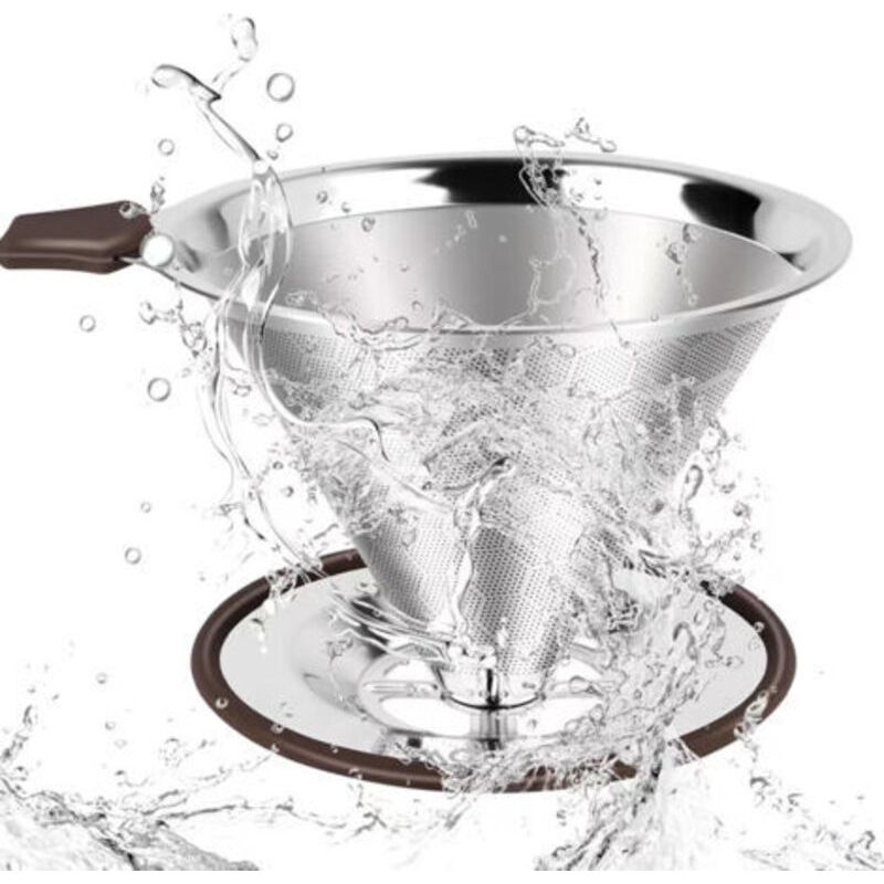 Dauerhafter Kaffeefilter Aus Edelstahl, Papierloser Kaffeefilter Für Handgebrühten Kaffee, Wiederverwendbarer Kaffee-tropffilter Mit Doppeltem Edelstahlgewebe Und Silikongriff