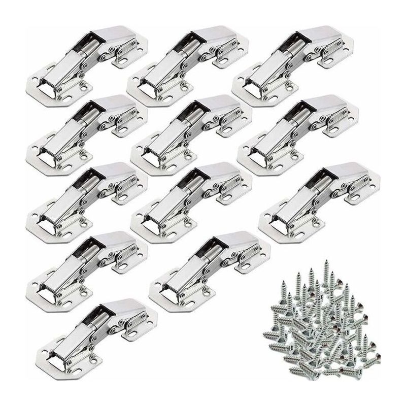Satz Mit 12 Unsichtbaren Scharnieren 90° Für Schränke - Vernickelter Stahl, Zum Schrauben, 32 Mm