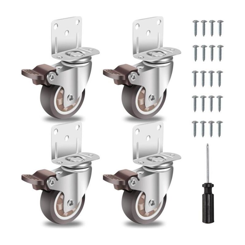 Tpr-möbelrollen 50 Mm, 4er-set Mit Bremse, L-platte, 360° Drehbar – Gesamttragkraft 270 Kg