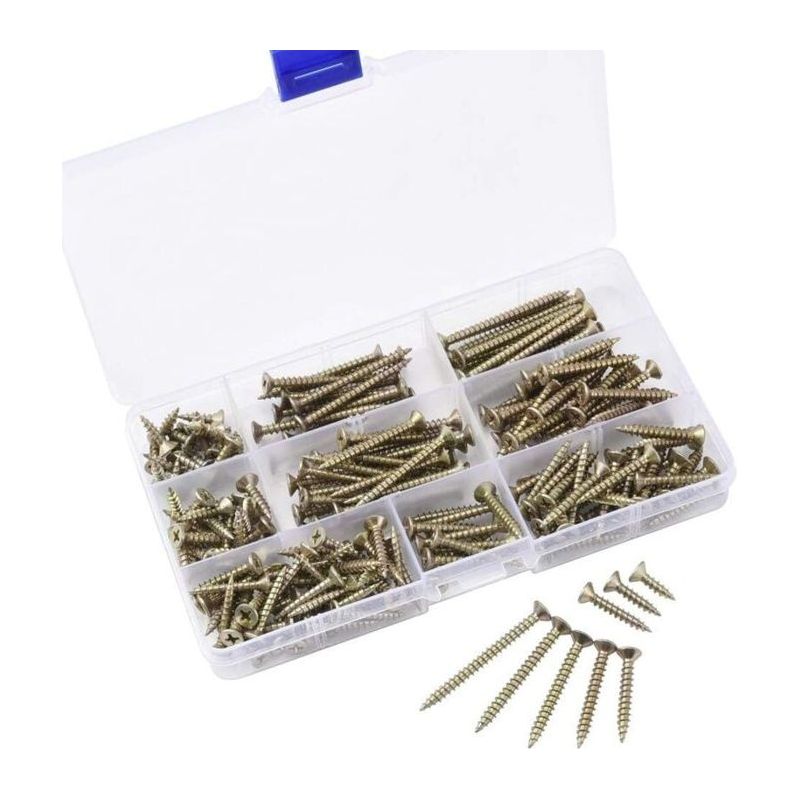 Selbstschneidende Schrauben M4 - Aimoonsa - 200er Pack - Flacher Kreuzkopf - Sortiment M4x16–m4x50 - Organizer-box