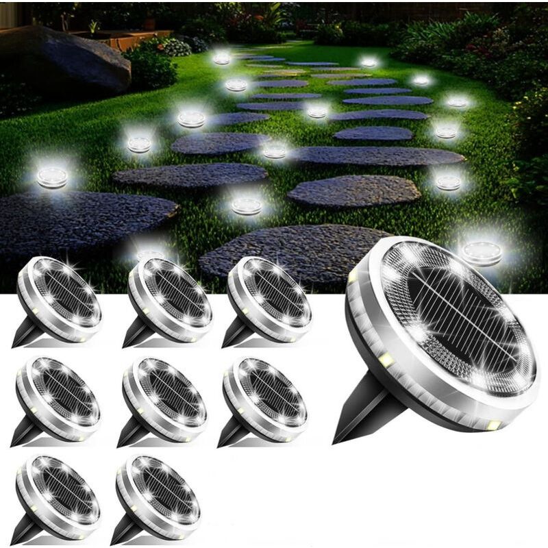 8er-set Solarleuchten Für Den Außenbereich, Gartenbeleuchtung Mit 8 Leds, Wasserdichte Ip65 Solar-stehleuchten, Solarlampen Für Garten, Rasen, Gehweg Und Bürgersteig