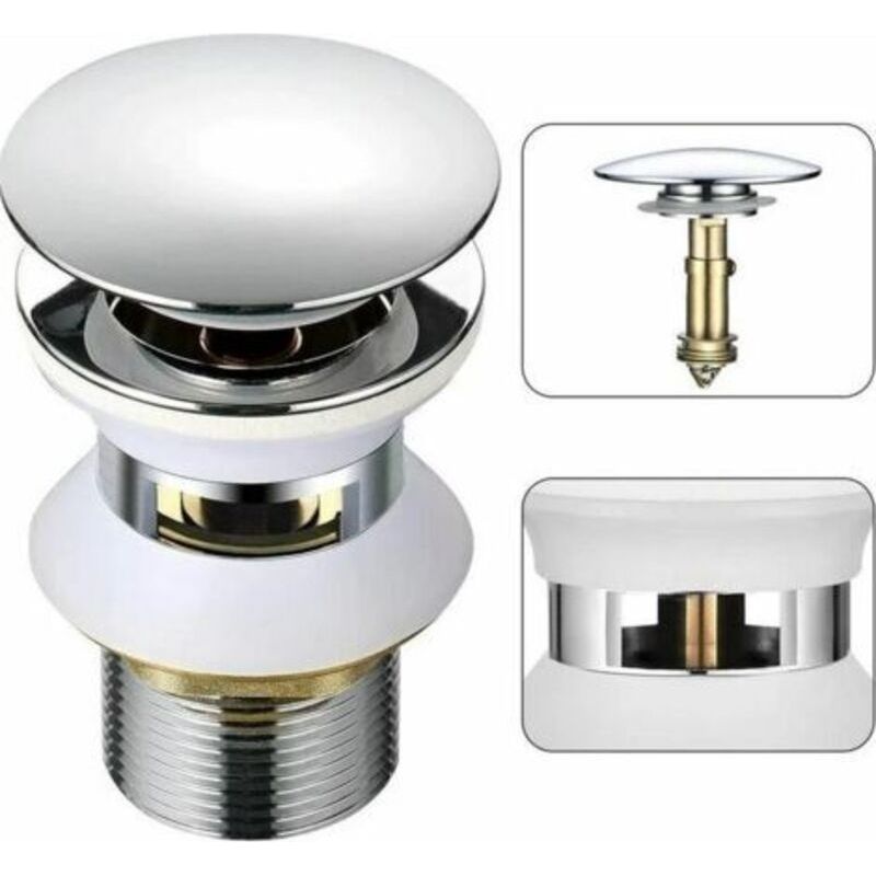 Universelle Waschbeckensiphon Mit Automatischem Überlauf, Push-button, Klick-klack, Für Badezimmer, 1-1/4 Zoll, Verchromtes Messing