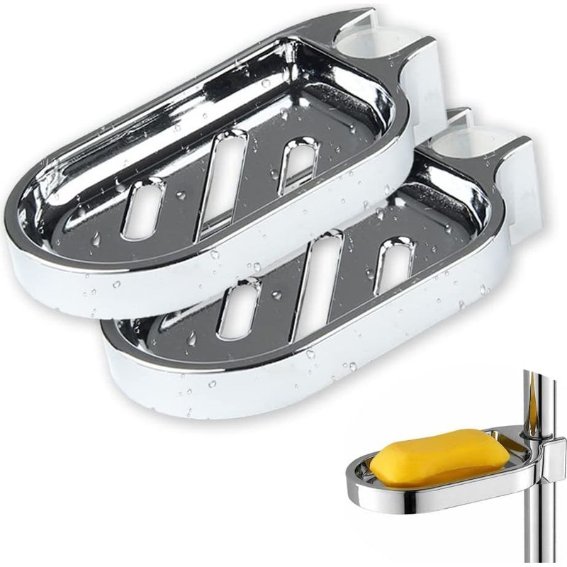2er-set Duschseifenspender Zum Einklipsen Für Duschstange Und Steigrohr 22 Mm Silber Verstellbares Badezimmer-gadget