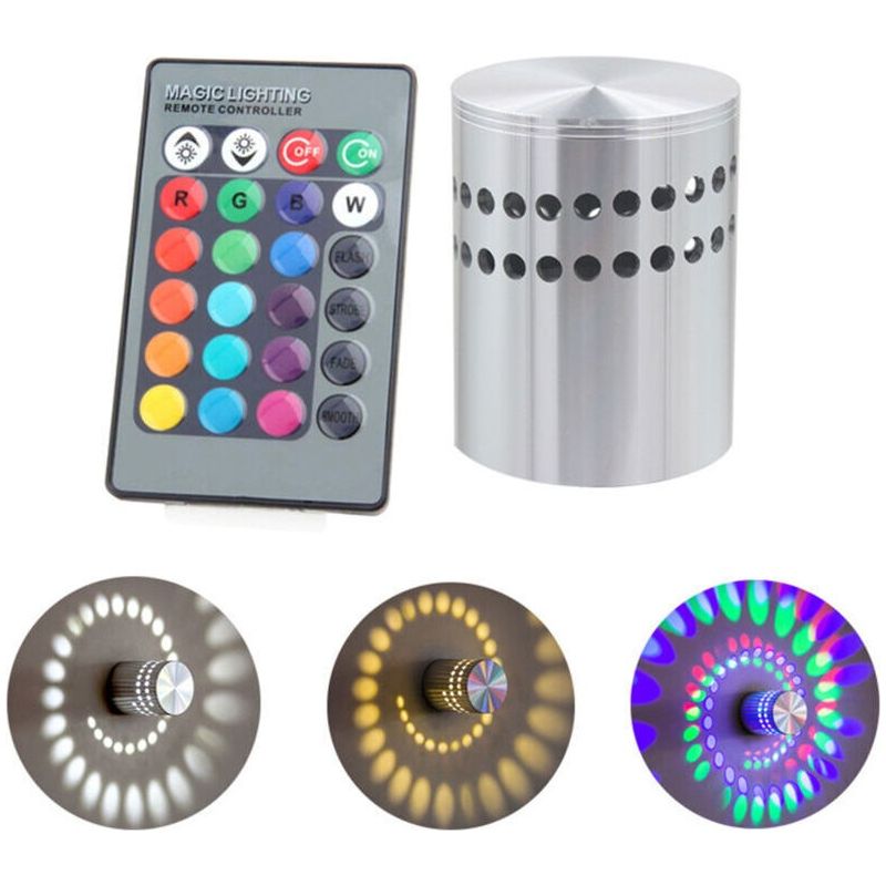 Rgb-led-wandleuchte 3 W Mit Spiralförmiger Öffnung Und Controller Für Karaoke, Bar, Restaurant