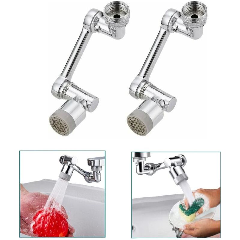 1080-grad-drehbarer Wasserhahn-aerator Für Spülen, Spritzwassergeschützter Messing-wasserhahnverlängerer Mit 2 Wasserauslassmodi, Für Küche Und Bad, 2er-pack