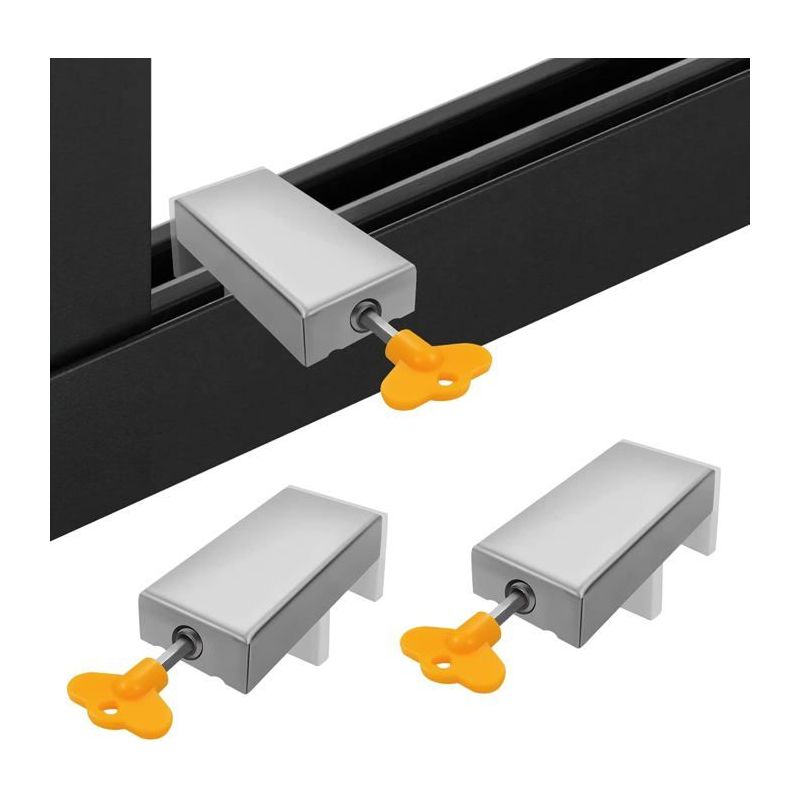 2 Stück Mit Schlüssel Sicherheitsschloss Für Aluminium-türrahmen, Verriegelung Für Doppelt Verglaste Schiebefenster