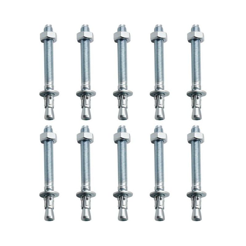 10 Stück M10/10mm Schwerlastdübel, Verzinkt, Für Geländer, Vorhangfassaden, Träger, Balken, Halterungen