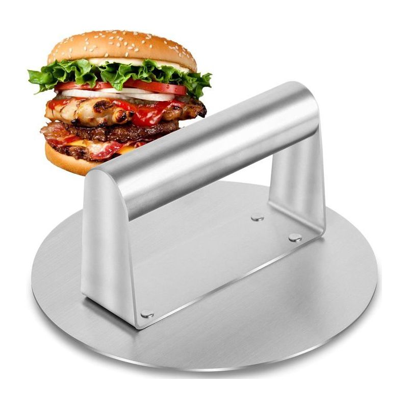 Edelstahl-burgerpresse 16 Cm (6") - Professionelle Smash-burger-presse Für Hackfleischsteaks - Einfach Zu Reinigendes Grillzubehör - Rund
