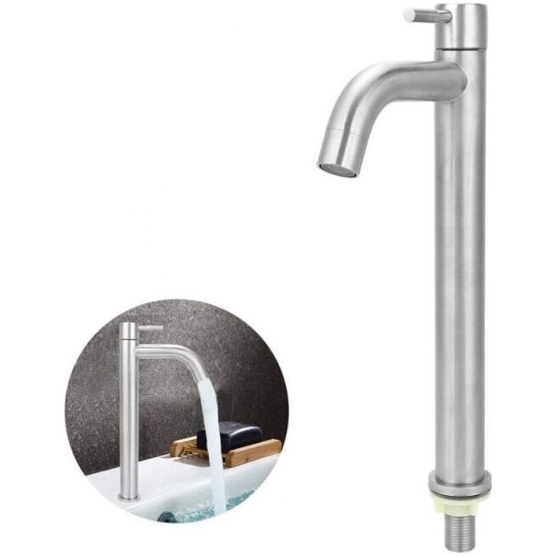 Einfacher Wasserhahn, Edelstahl, Kaltwasser, Badezimmer-wasserhahn, Waschbecken, Spüle