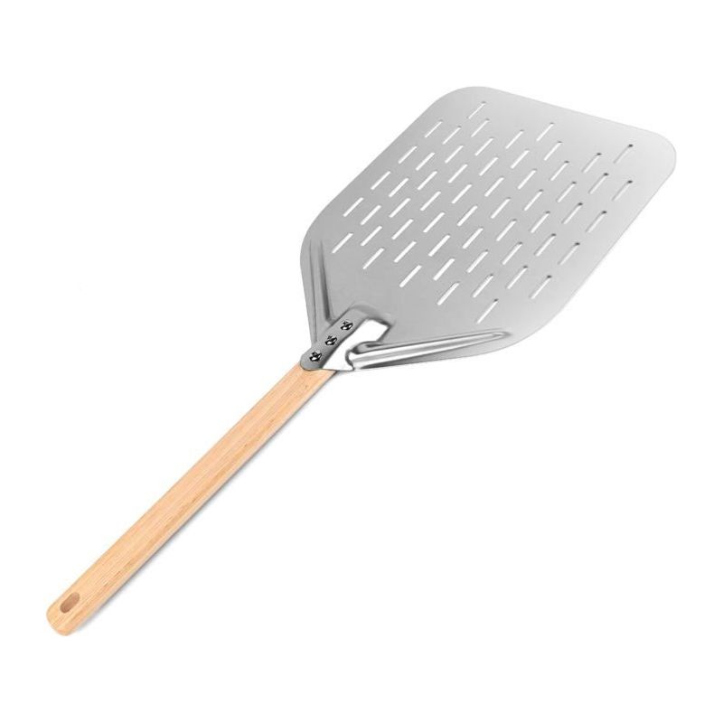Pelle A Pizza, 12 Zoll 40 X 30 Cm Perforierte Pizzaschieber Aus Edelstahl, Professioneller Schieber Mit Großer Fläche Und Langem Griff