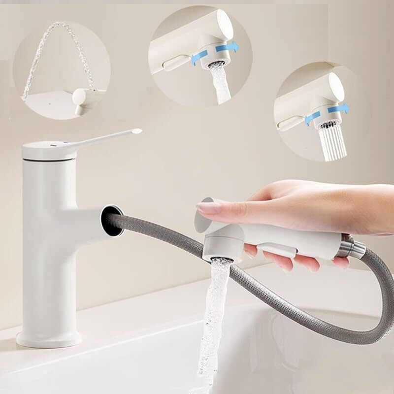 Waschbeckenarmatur, 3 Wasserstrahlarten, Badezimmerarmatur, Ausziehbare Warm- Und Kaltwasserarmatur, Mit Brunnenfunktion, Inklusive Zulaufschlauch