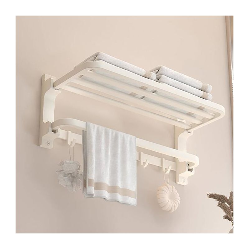 Handtuchhalter Ohne Bohren - Weiß - Badezimmer-handtuchhalter - Wandmontage - Mit 5 Haken Für Badetücher