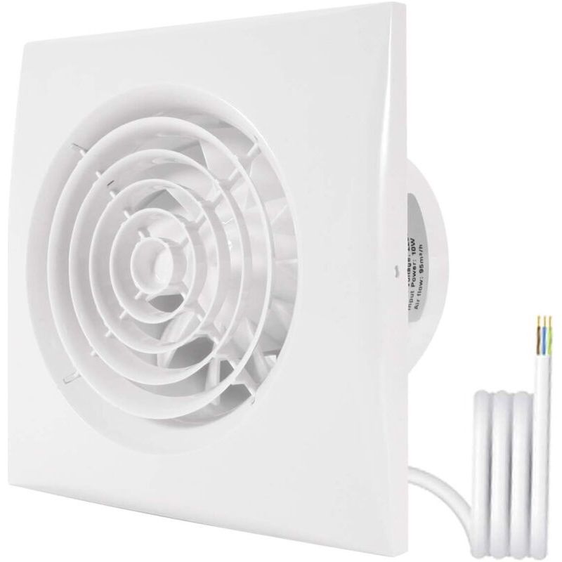 Abluftventilator 100 Mm – Luftstrom 95 M³/h – Drehzahl 2100 U/min – Korrosionsbeständiges Abs-kunststoff – Wand- Oder Deckenmontage