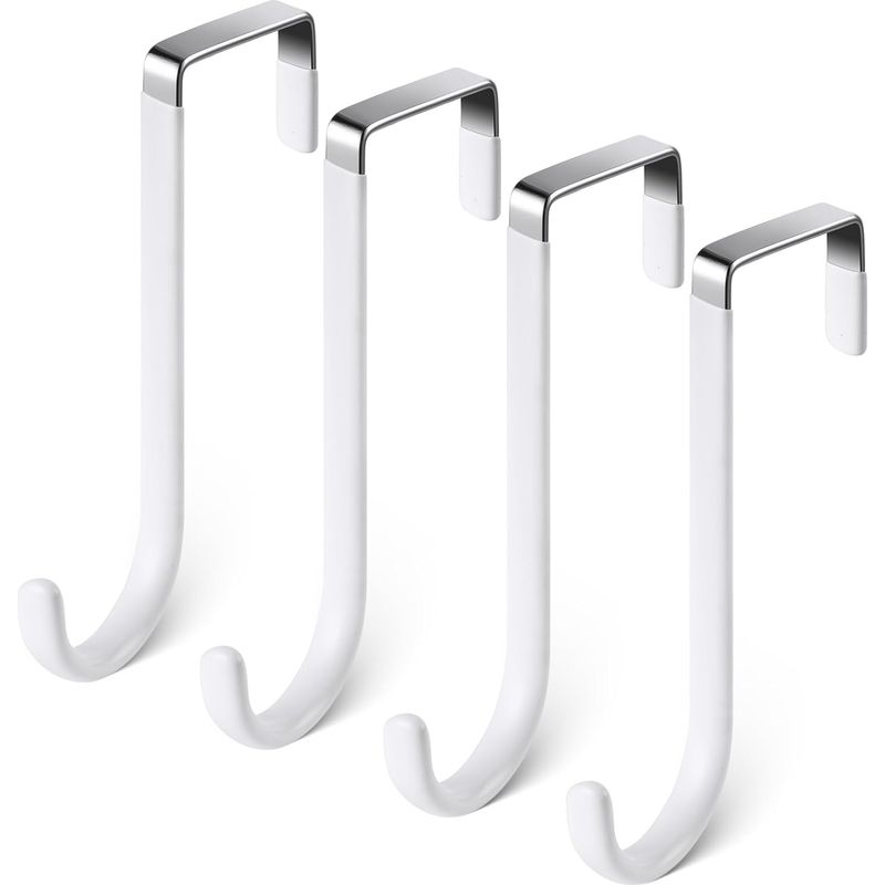 Türhaken, 4 X Kleiderhaken Aus Edelstahl, Haken Für Türkante Und Schublade, Garderobenhaken Für Tür, Schublade, Schrank, Badezimmer, Küche - Weiß